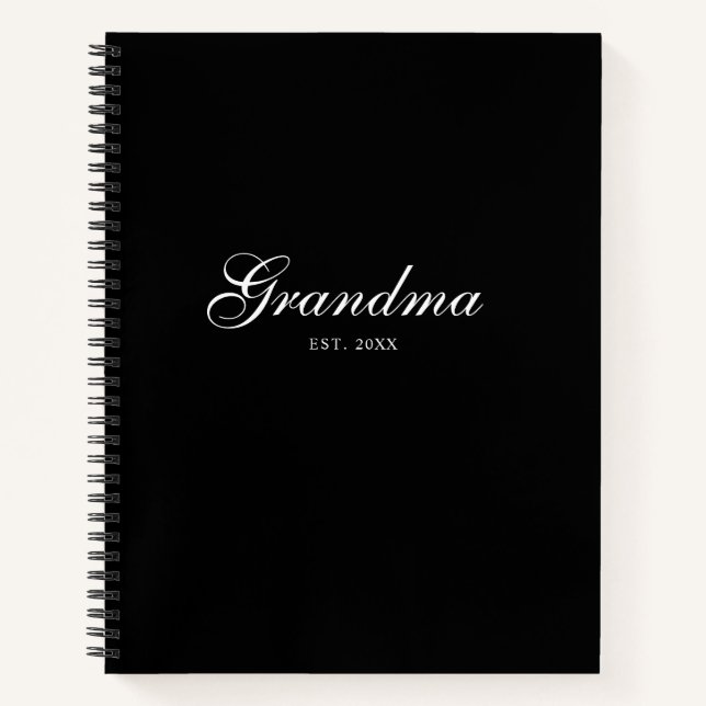 Cuaderno Abuela establecida guión elegante negro (Anverso)