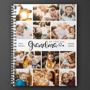 Cuaderno Abuela: Te queremos, corazón, Collage de fotos mod