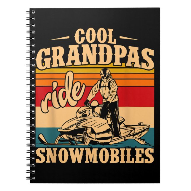 Cuaderno Abuelos de Guay montan motos de nieve moto de niev (Frente)