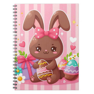 Cuaderno Abundancia de Pascua de chocolate con rayas rosas