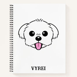 Cuaderno Aburrido perro de la frívola de Bichon blanco pega