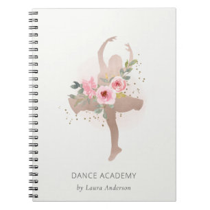 Cuaderno Academia de danza de bailarina Rosa de Chica flora