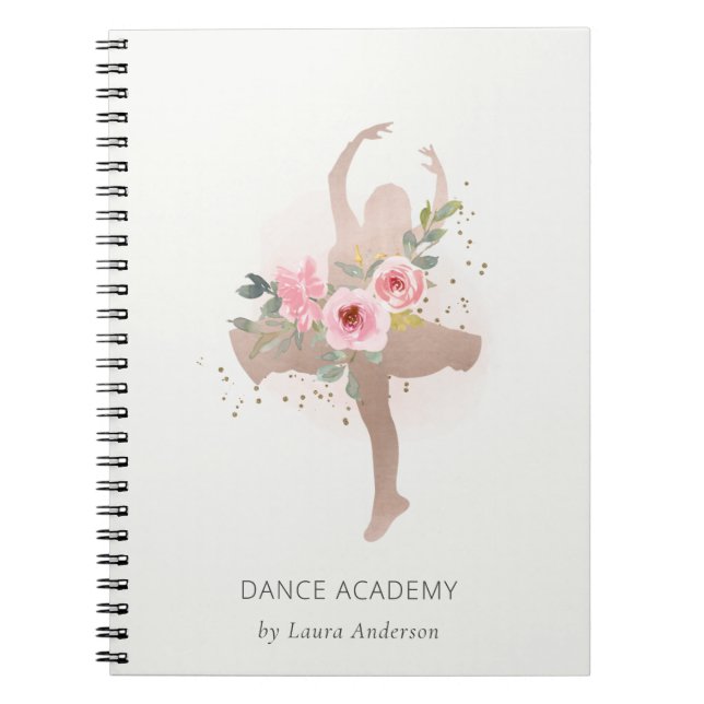 Cuaderno Academia de danza de bailarina Rosa de Chica flora (Frente)