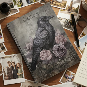 Cuaderno Academia Oscura Floral Cuervo Gótico