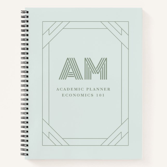 Cuaderno Académico con Monograma Personalizado Ver (Anverso)