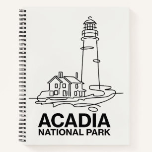 Cuaderno Acadia National Park Lighthouse Line Art