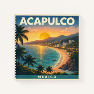 Cuaderno Acapulco Mexico Vintage Travel Poster Notebook