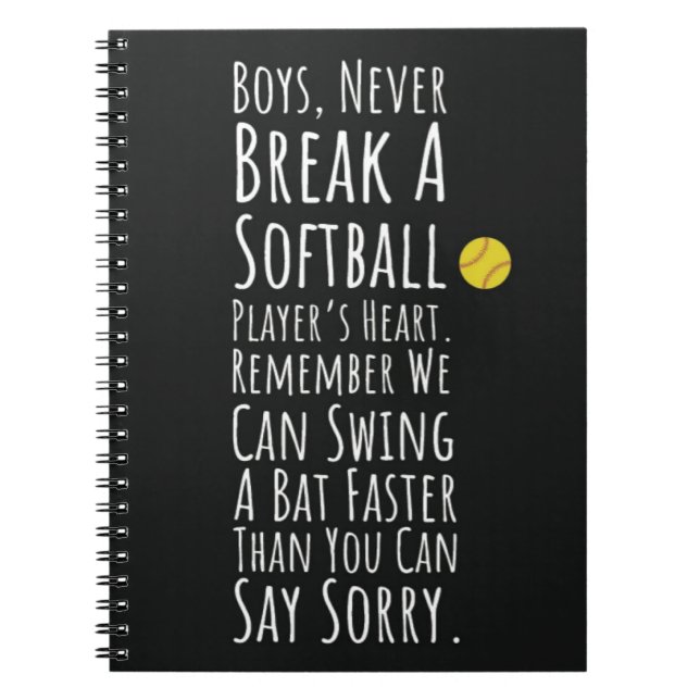 Cuaderno Accesorios para softbol Regalos a la atleta deport (Frente)