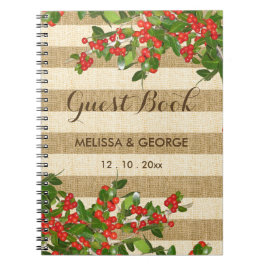 Cuaderno Acebo de Yaupon de las rayas y del navidad de la