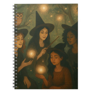 Cuaderno Aceite de Halloween pintando brujas en los bosques