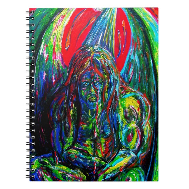 Cuaderno Aceite de hombre abstracto colorido sobre lienzo (Frente)