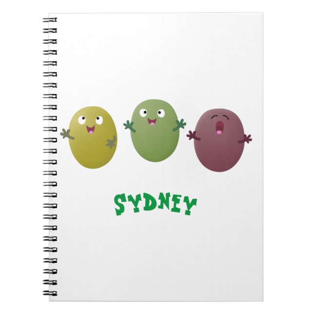 Cuaderno Aceitunas alegres y lindas cantando personalizado (Frente)