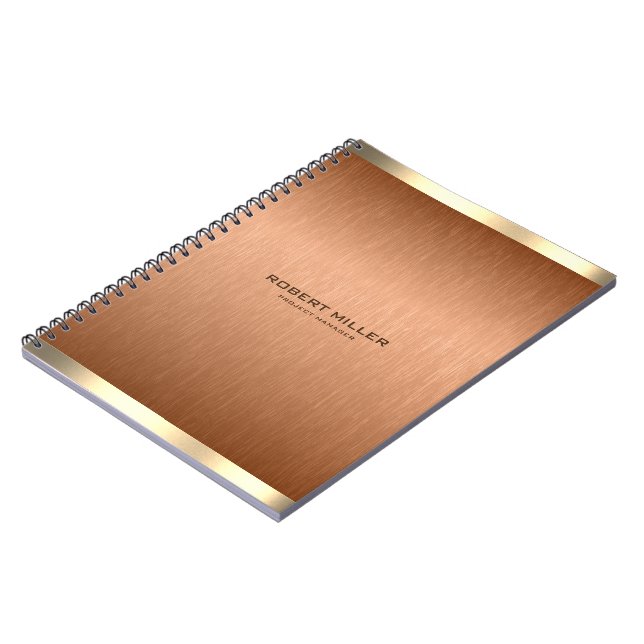 Cuaderno Acentos de oro de textura marrón de cobre minimali (Lado Izquierdo)