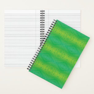 Cuaderno Aceptación   Patrón de Shibori azul verde amarillo