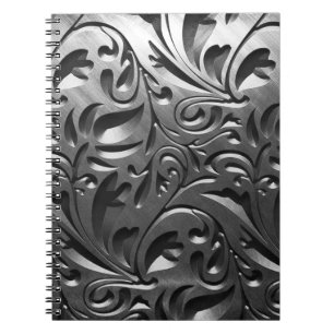 Cuaderno Acero gris abstracto de aspecto metalizado platead