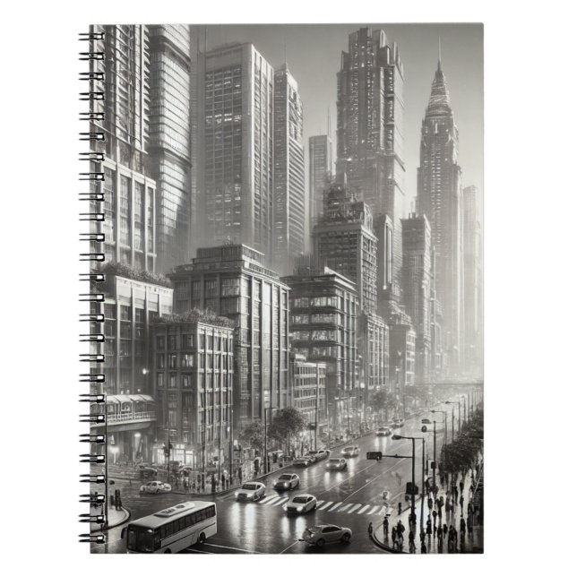 Cuaderno Acero inoxidable negro y blanco de estilo de los a (Frente)