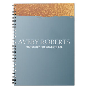 Cuaderno Acero metálico moderno Banda dorada azul