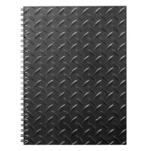 Cuaderno Acero negro, textura metálica fluida.