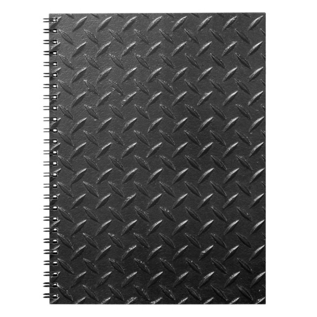 Cuaderno Acero negro, textura metálica fluida. (Frente)