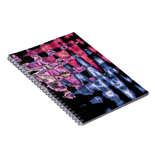 Cuaderno Achempong Synthwave moderno: abstracto azul rosa (Lado Derecho)