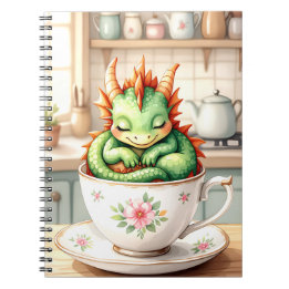 Cuaderno Acogedor bebé dragón en una taza de té