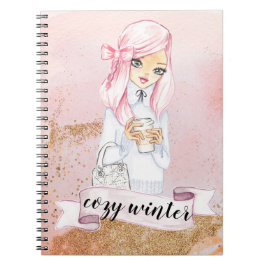 Cuaderno acogedor blogger de invierno chica planner noteboo