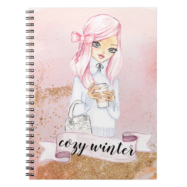 Cuaderno acogedor blogger de invierno chica planner noteboo (Frente)