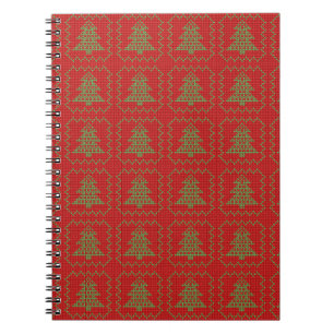 Cuaderno Acogedor patrón de suéter feo de árbol de Navidad