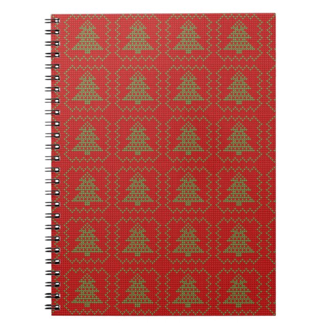 Cuaderno Acogedor patrón de suéter feo de árbol de Navidad  (Frente)