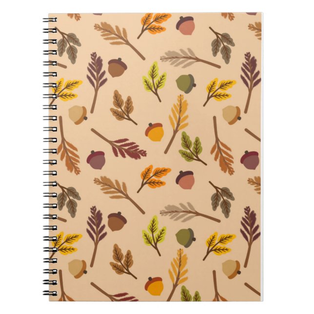 Cuaderno Acogedoras hojas de otoño y coronas (Frente)