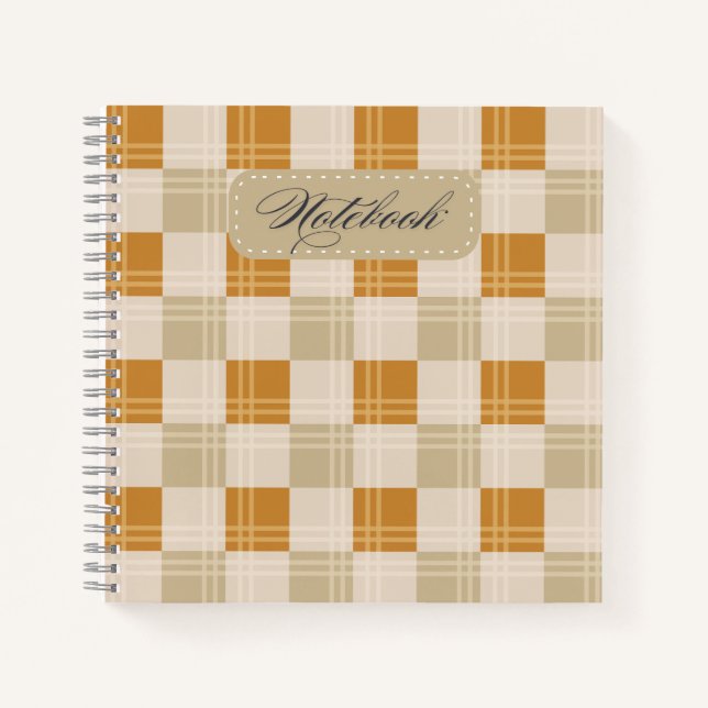 Cuaderno acolchado elegante de cuadros de otoño co (Anverso)