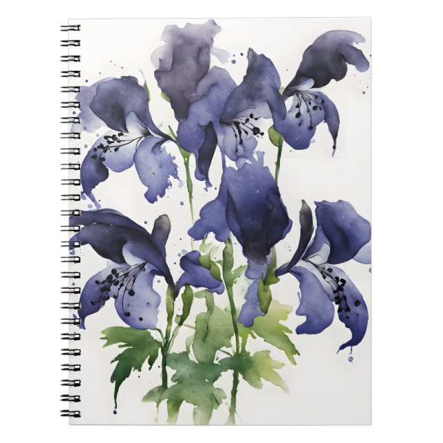 Cuaderno Acónito - Flores de acuarela (Frente)