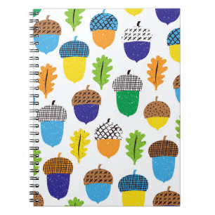 Cuaderno Acorn Otumn: Patrón de Leafy de la Vintage.