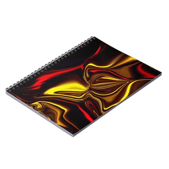 Cuaderno Acos curvos rojos y dorados sobre fondo oscuro (Lado Izquierdo)