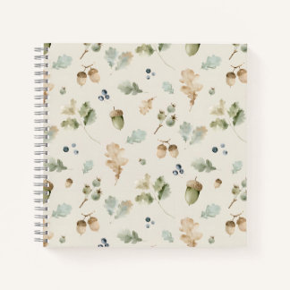 Cuaderno Acrilatas de bosque de bellotas, hojas de roble y