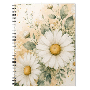 Cuaderno Acrilica Botánica de Margarita Blanca Elegante