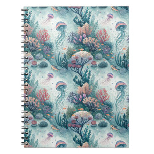 Cuaderno Acrílico de Medusas Arrecife de Coral Oceánico Art