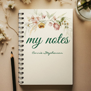 Cuaderno Acuarela 1600s Floral Guirnalda Flores Espiral