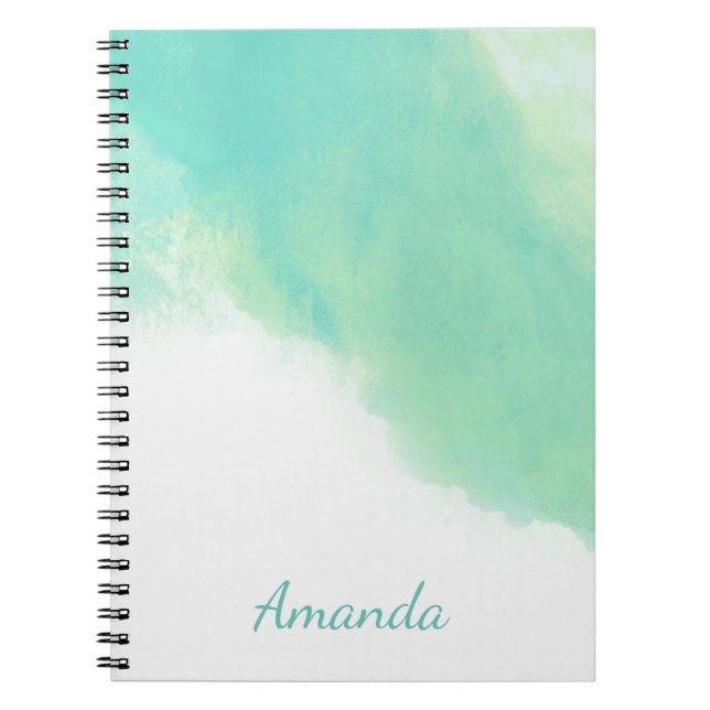 Cuaderno Acuarela abstracta azul de Ocean Aqua con monogram (Frente)