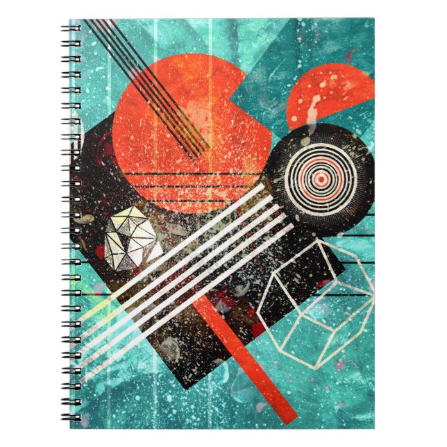 Cuaderno acuarela abstracta, formas geométricas coloridas. (Frente)