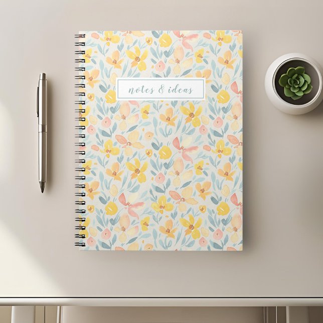 Cuaderno Acuarela Amarillo Floral (Subido por el creador)