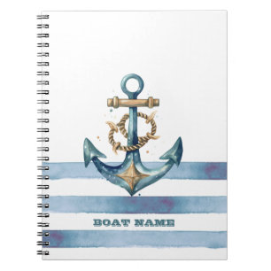 Cuaderno Acuarela Ancla Náutica Rayas Azul Claro