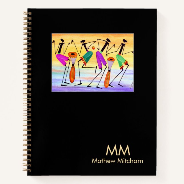 Cuaderno Acuarela, arte africano, expresar felicidad (Anverso)