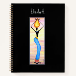 Cuaderno Acuarela, arte africano, mujer elegante