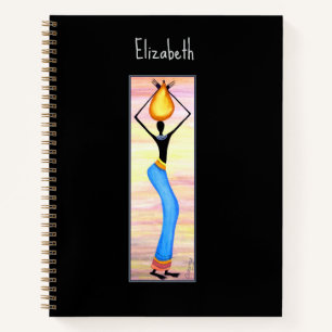 Cuaderno Acuarela, arte africano, mujer elegante