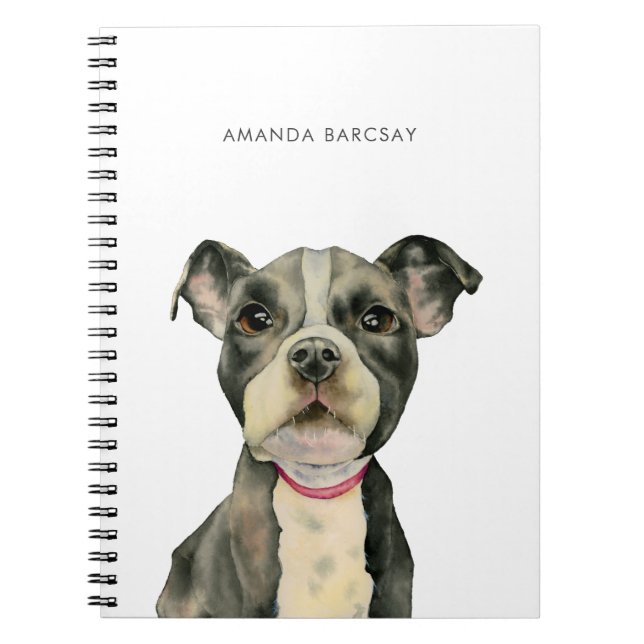 Cuaderno Acuarela blanco y negro linda del perro de perrito (Frente)