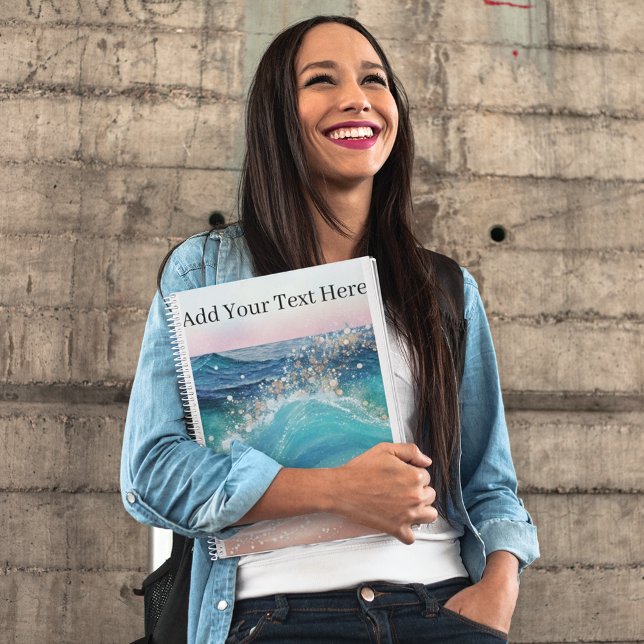 Cuaderno Acuarela Blue White Ocean Wave Personalizado Foto  (Subido por el creador)