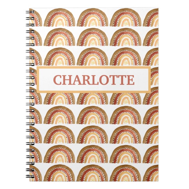 Cuaderno Acuarela Boho Pastel Kawaii Niña Arcoíris (Frente)