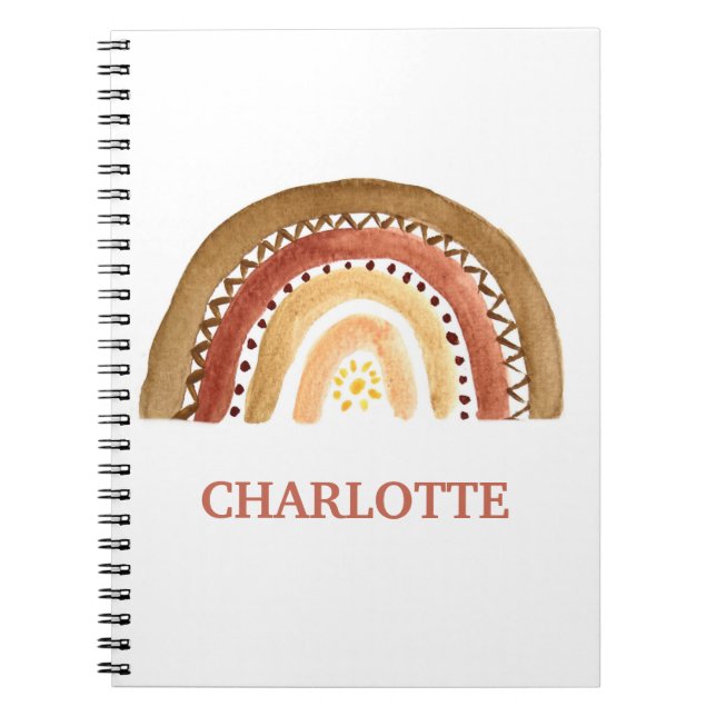 Cuaderno Acuarela Boho Pastel Niña Niños Arcoíris Lindo (Frente)
