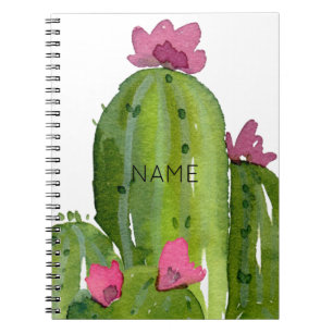 Cuaderno Acuarela Cactus NOMBRE Blanco Rosa Verde